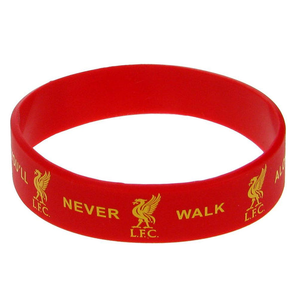 Liverpool FC Silicone Wristband LKT Sport Vibrant red silicone rubber wristband Features You'll Never Walk Alone text and Liverpool club crest design One size fits all Official licensed product Approx 7cm in diameter On a header card Wristbands