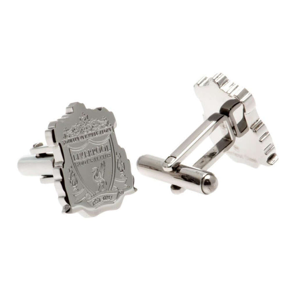 Liverpool FC Stainless Steel Formed Crest Cufflinks LKT Sport Stainless steel crest shaped cufflinks in a chrome finishFeaturing a highly detailed formed Liverpool crestOn a bullet back fixingOfficial licensed productApprox 18mm x 13mm Cufflinks