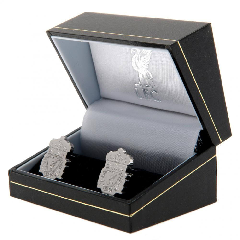 Liverpool FC Stainless Steel Formed Crest Cufflinks LKT Sport Stainless steel crest shaped cufflinks in a chrome finishFeaturing a highly detailed formed Liverpool crestOn a bullet back fixingOfficial licensed productApprox 18mm x 13mm Cufflinks