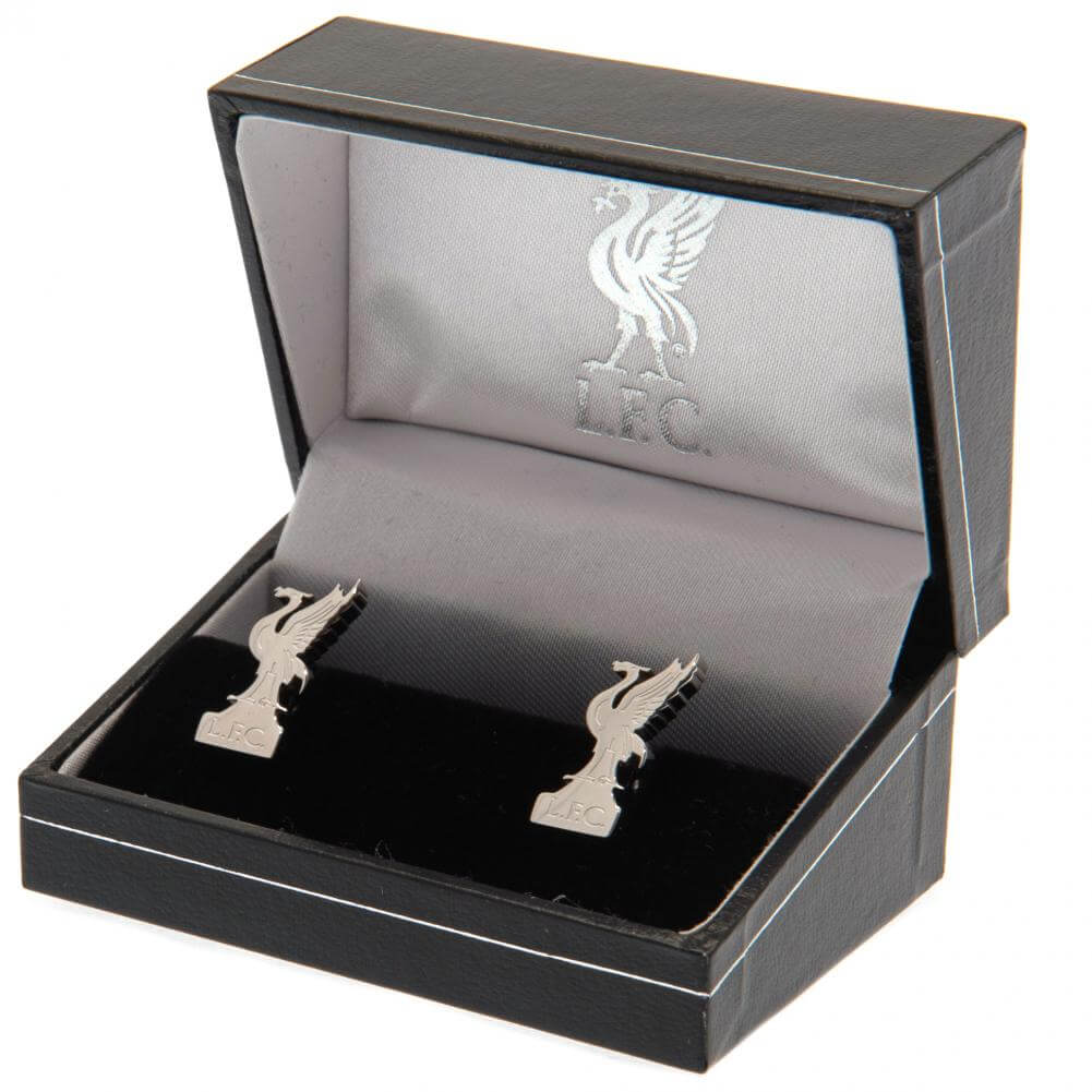Liverpool FC Stainless Steel Formed Liverbird Cufflinks LKT Sport Stainless steel crest shaped cufflinks in a chrome finishFeaturing a highly detailed formed LFC Liverbird crestOn a bullet back fixingOfficial licensed productApprox 18mm x 13mm Cufflinks