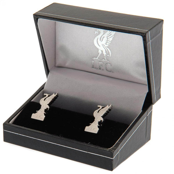 Liverpool FC Stainless Steel Formed Liverbird Cufflinks LKT Sport Stainless steel crest shaped cufflinks in a chrome finishFeaturing a highly detailed formed LFC Liverbird crestOn a bullet back fixingOfficial licensed productApprox 18mm x 13mm Cufflinks
