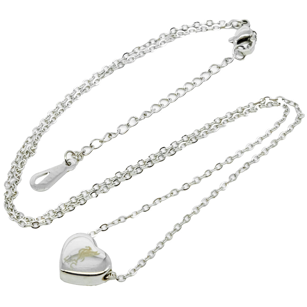 Liverpool FC Stainless Steel Heart Necklace LKT Sport Stainless steel heart shaped pendant and necklaceChrome finish with the Liverbird crest engraved on the pendantOfficial licensed productChain approx 50cm (19in)Pendant approx 12mm x 10mm Necklaces