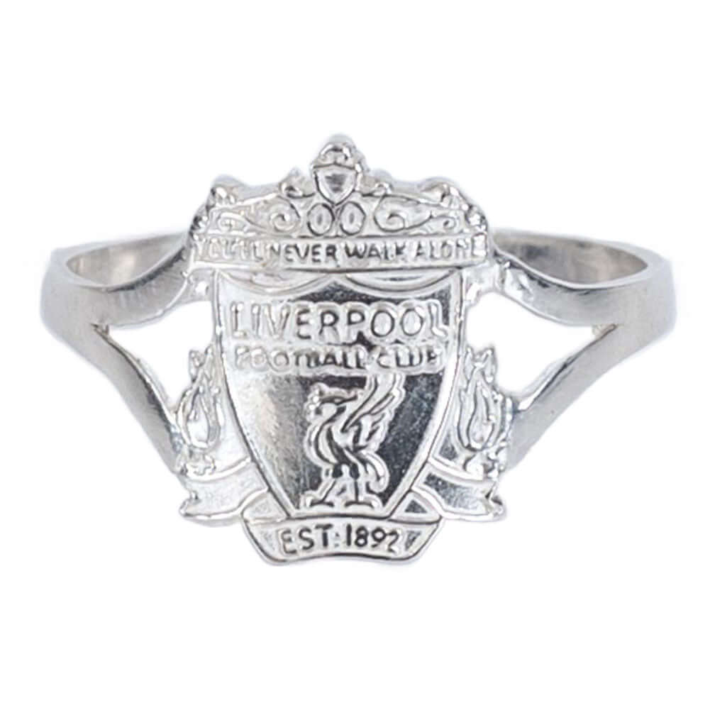 Liverpool FC Sterling Silver Split Shank Ring Small LKT Sport Sterling silver crest design ringFeaturing a highly detailed formed Liverpool FC crestOfficial licensed productRing size R Rings