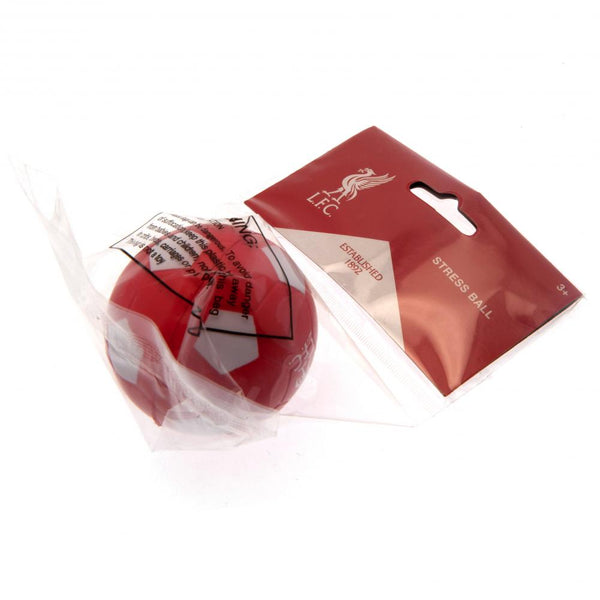 Liverpool FC Stress Ball LKT Sport Classic red and white football design stress ball Printed with a white Liverpool crest Made from PU foam Official licensed product Approx 6cm in diameter On a header card Grip Rings & Stress Balls