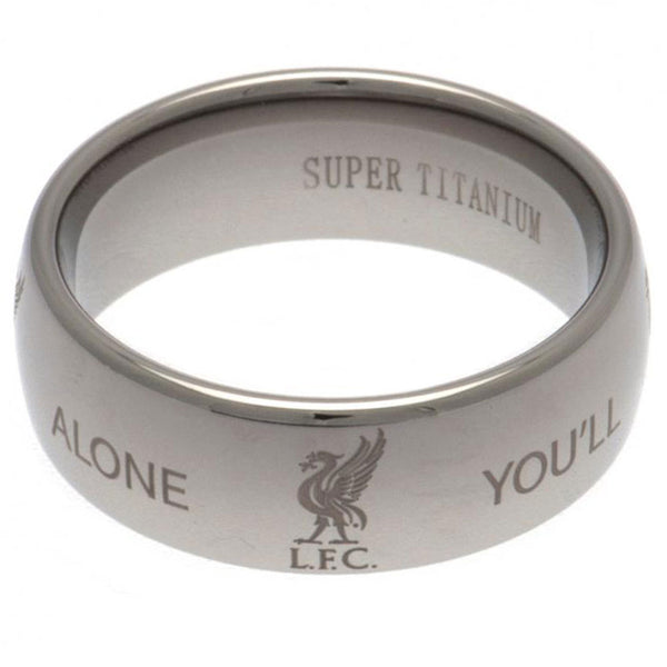 Liverpool FC Super Titanium Ring Small LKT Sport Super titanium ring featuring an engraved Liverpool crest Made from ultra scratch resistant titanium Official licensed product Internal diameter approx 19mm Ring size R Presented in a gift box Rings