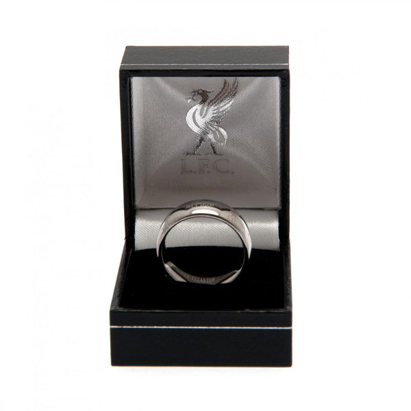 Liverpool FC Super Titanium Ring Small LKT Sport Super titanium ring featuring an engraved Liverpool crest Made from ultra scratch resistant titanium Official licensed product Internal diameter approx 19mm Ring size R Presented in a gift box Rings