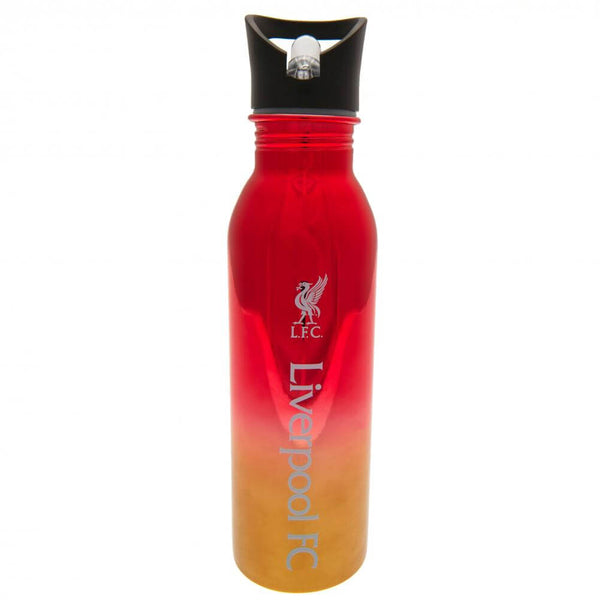Liverpool FC UV Metallic Drinks Bottle LKT Sport Stainless steel fade metallic camping style water bottleStriking UV metallic finish with white Liverpool crest and textScrew top lid with a closable clear drinking spoutOfficial licensed productApprox 700ml