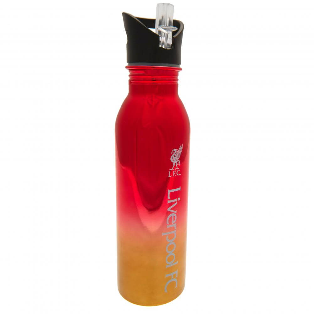 Liverpool FC UV Metallic Drinks Bottle LKT Sport Stainless steel fade metallic camping style water bottleStriking UV metallic finish with white Liverpool crest and textScrew top lid with a closable clear drinking spoutOfficial licensed productApprox 700ml