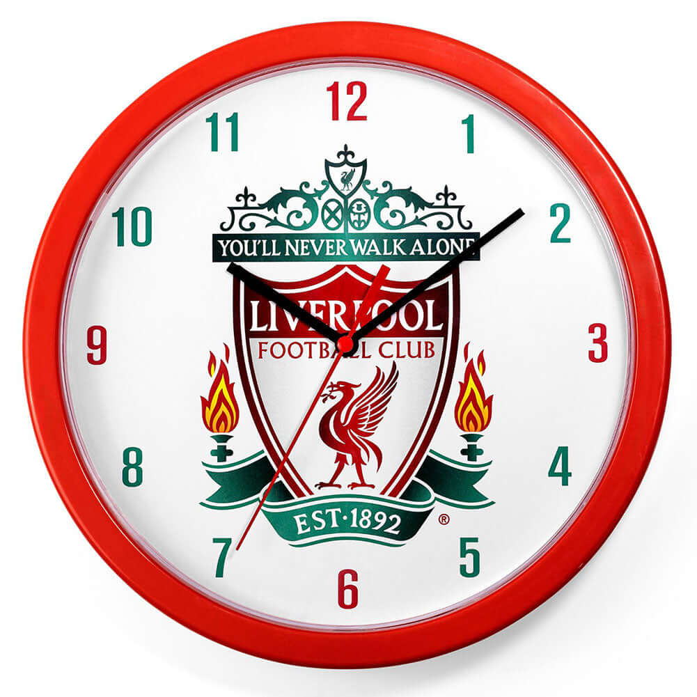 Liverpool FC Wall Clock LKT Sport LFC Kids Bedroom Wall ClockRed wall clock with a white clock face and classic Liverpool crestRequires 1 x aa battery (not included)Official licensed productApprox 24cm in diameter Wall Clocks