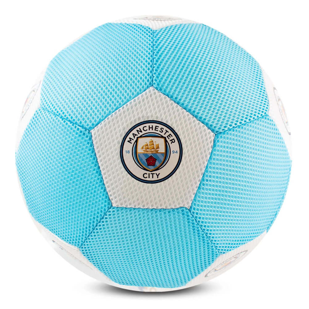 Manchester City FC 14" Mesh Ball LKT Sport Blue and white 14 inch mesh ball featuring full colour City crestsLightweight, safe and soft designThis massive mesh ball brings City spirit to your garden games for kidsOfficial licensed productApprox 14 inches