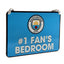 Manchester City FC Bedroom Sign No1 Fan LKT Sport Vibrant metal hanging bedroom sign With a large club crest and #1 Fan's Bedroom text Complete with a nylon rope for hanging Official licensed product Approx 16cm x 11cm On a backing card Novelty Signs