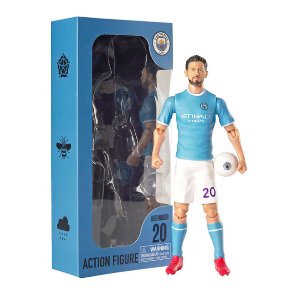 Manchester City FC Bernardo Silva 20cm Action Figure LKT Sport Sockers action figurine depicting Bernardo SilvaWearing his team kit with Bernardo and number 20 on the backIntricately detailed and 10 points of articulationComplete with a City footballAn ex