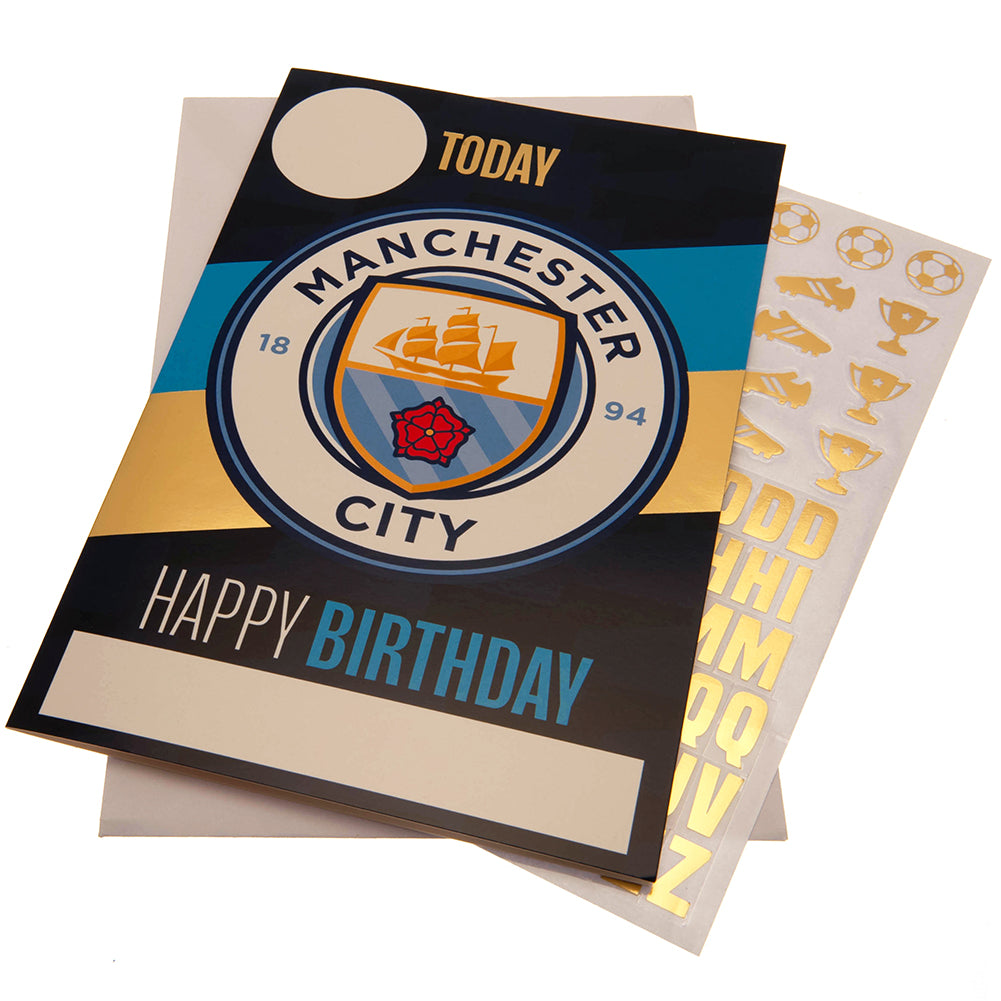 Manchester City FC Birthday Card With Stickers LKT Sport Football>Premier League>Manchester City FC Greeting Cards