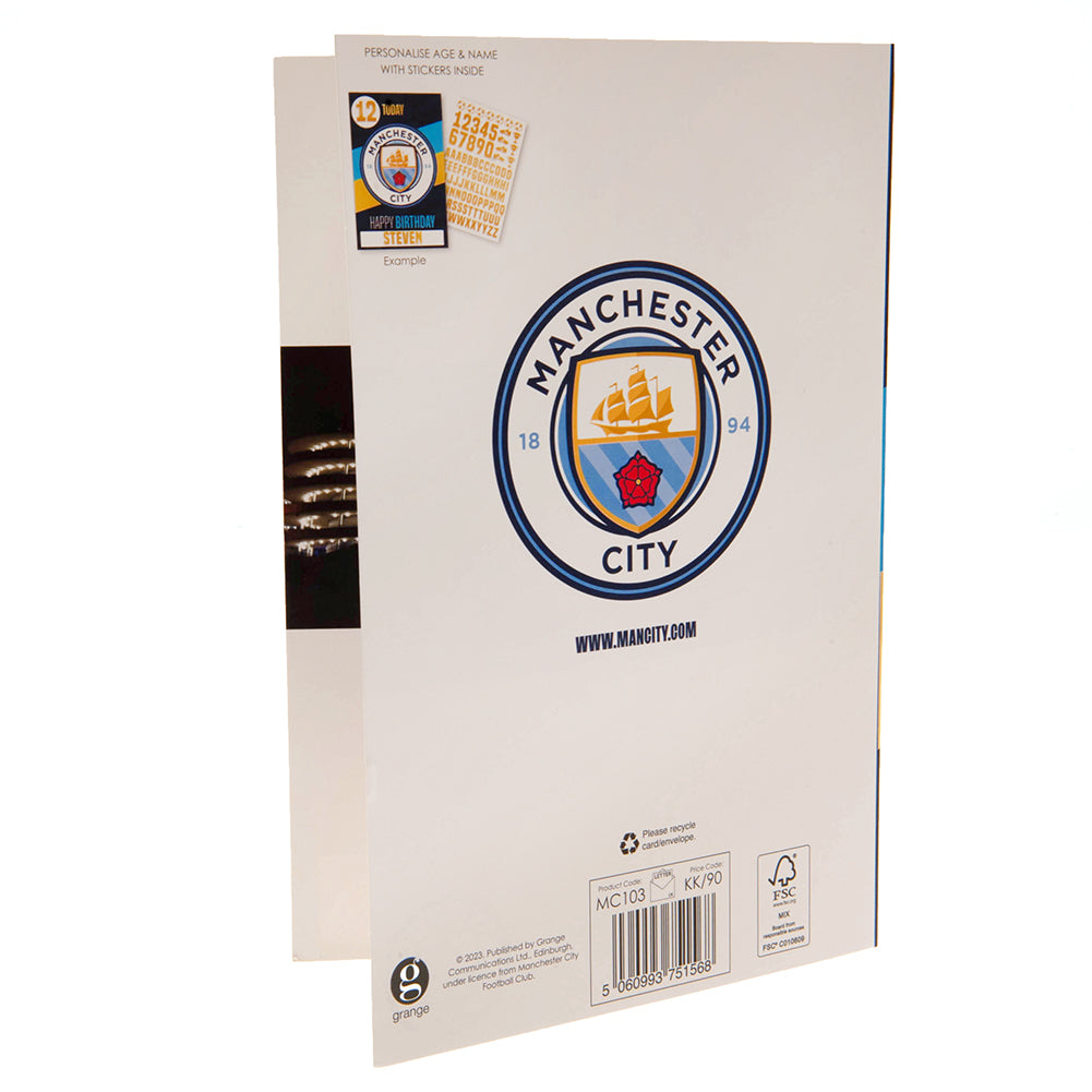 Manchester City FC Birthday Card With Stickers LKT Sport Football>Premier League>Manchester City FC Greeting Cards