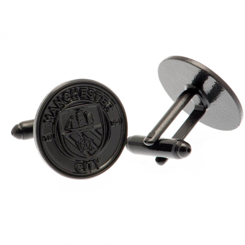 Manchester City FC Black IP Cufflinks LKT Sport Stainless steel crest shaped cufflinks coated in a black Ion PlatingFeaturing a highly detailed formed Liverpool crestOn a bullet back fixingOfficial licensed productApprox 20mm x 20mm Cufflinks
