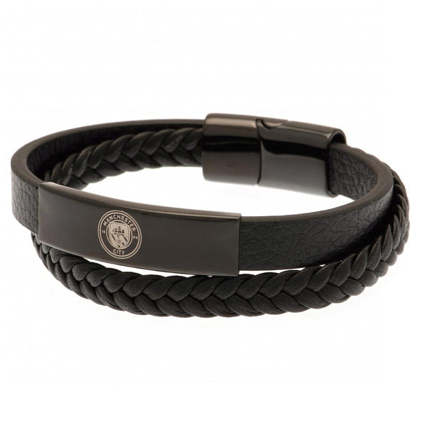 Manchester City FC Black IP Leather Bracelet LKT Sport Twin design bracelet made from genuine leatherBlack IP crest plate with an engraved City logoWith a stainless steel magnetic claspOfficial licensed productApprox 20cm x 1cm Bracelets