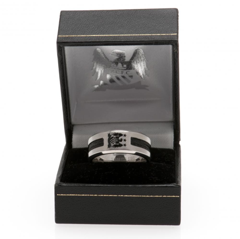 Manchester City FC Black Inlay Ring Large EC LKT Sport Football>Premier League>Manchester City FC Rings