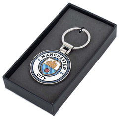 Manchester City FC Boxed Crest Keyring LKT Sport Executive metal Man City crest shaped keyring with split ringDie stamped design with full colour enamel infillOfficial licensed productApprox 45mm x 45mm Keychains