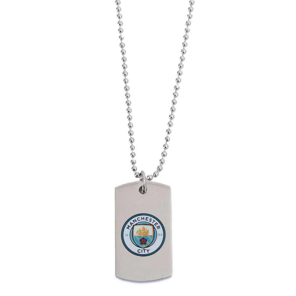 Manchester City FC Colour Crest Dog Tag & Chain LKT Sport Football>Premier League>Manchester City FC Necklaces