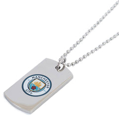 Manchester City FC Colour Crest Dog Tag & Chain LKT Sport Football>Premier League>Manchester City FC Necklaces