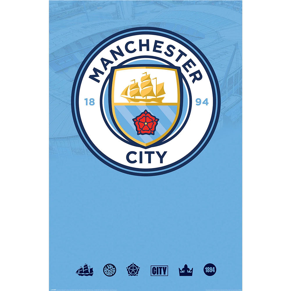 Manchester City FC Crest Poster 162 LKT Sport Football>Premier League>Manchester City FC Posters