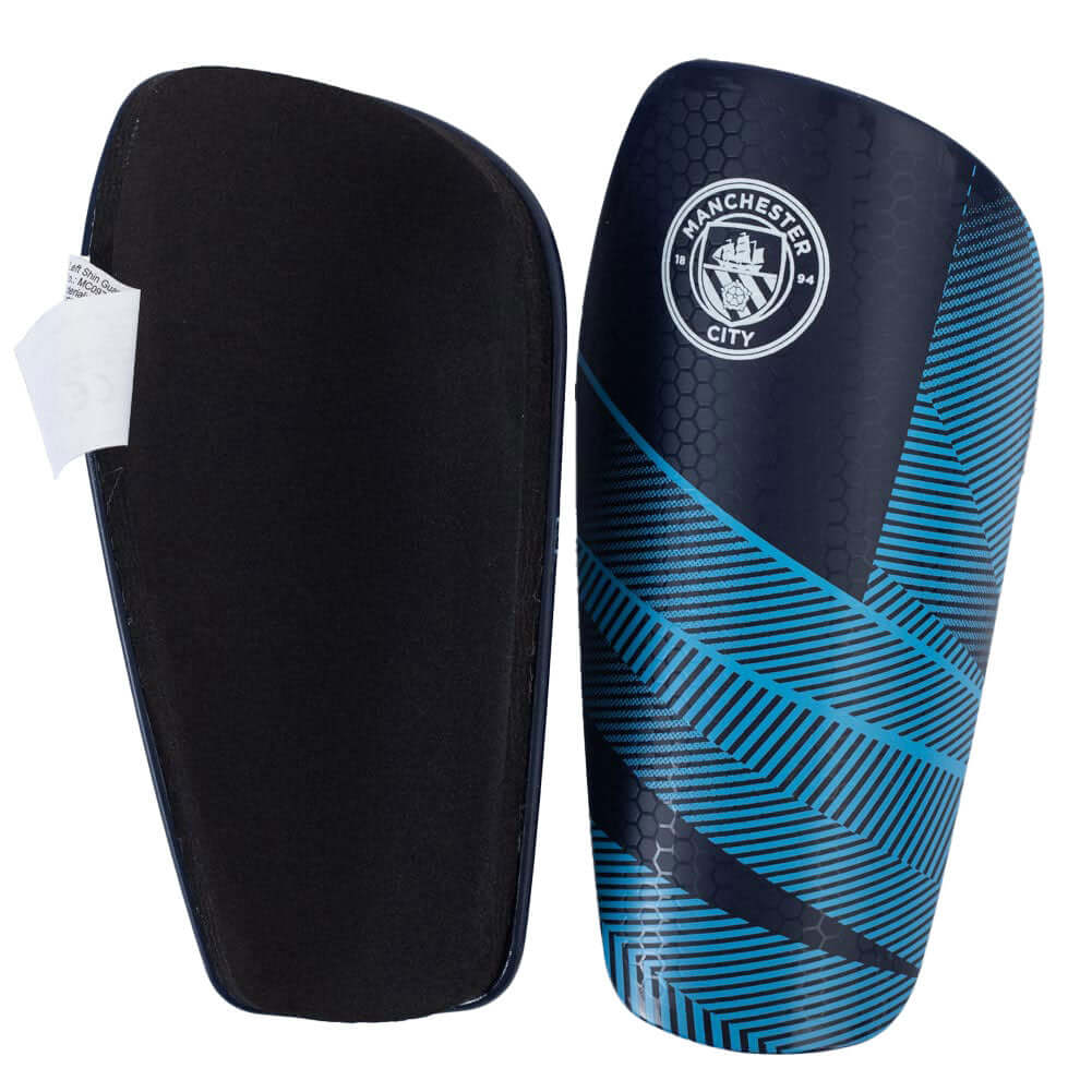 Manchester City FC Fuse Shin Pads Kids LKT Sport Blue fuse design slip in shin guards featuring a white City crestThick moulded plastic shell with a comfortable padded interiorOfficial licensed productSize kids - to fit average 7 to 9 years (120cm)Approx