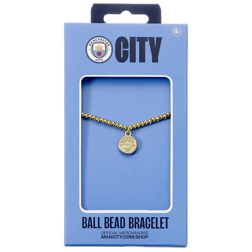 Manchester City FC Gold Finish Bead Bracelet LKT Sport Hypo-allergenic elasticated gold finish ball bead braceletFeaturing a City charmOfficial licensed productSuitable for ages 14+Charm approx 12mm x 12mm Bracelets
