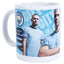 Manchester City FC Haaland Mug LKT Sport Ceramic everyday coffee mugBlue and white mug featuring images of Erling Haaland with a City crest and textGlazed kiln fired finish with white handleOfficial licensed productApprox 315ml (11oz)Approx 9cm tall, 8cm