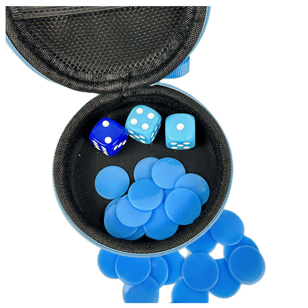 Manchester City FC Pocket Dice Game LKT Sport The compact dice game to play anytime, anywhere!With 35 tokens, 3 dice and detailed instructionsIn a travel case with a City crestSuitable for ages 6+Official licensed productCarry case approx 9cm x 9cm x 3.5c