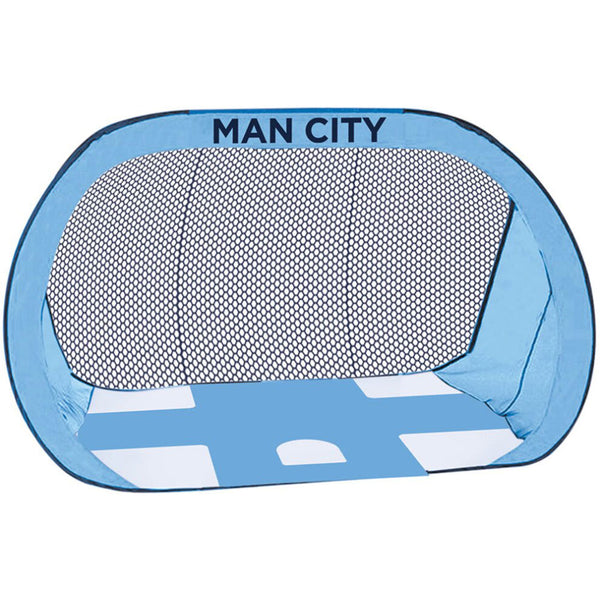 Manchester City FC Pop Up Target Goal LKT Sport Fantastic football training goal for the gardenFlip over to use as either a training target or goalComplete with a hand carry bag and ground pegsOfficial licensed productApprox 106cm x 75cm x 75cm Soccer Goa