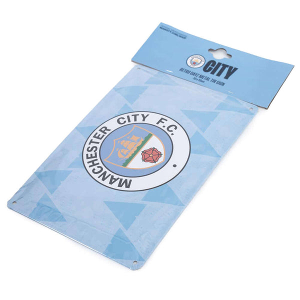 Manchester City FC Retro Days Sign LKT Sport Sky blue metal sign featuring a retro, full colour Man City FC crest in the centreReady to hang on the wall with four small holes for fixingOfficial licensed productApprox 30cm x 20cm Novelty Signs