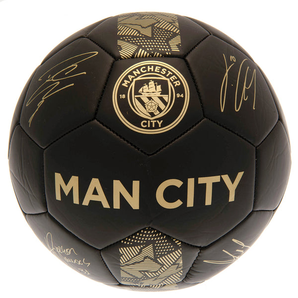 Manchester City FC Sig Gold Phantom Football LKT Sport Matte black finish 32 panel synthetic footballFeatures a gold printed City crest and official player signature printsSuitable for 14 yrs and olderOfficial licensed productSize 5 footballApprox 69cm in