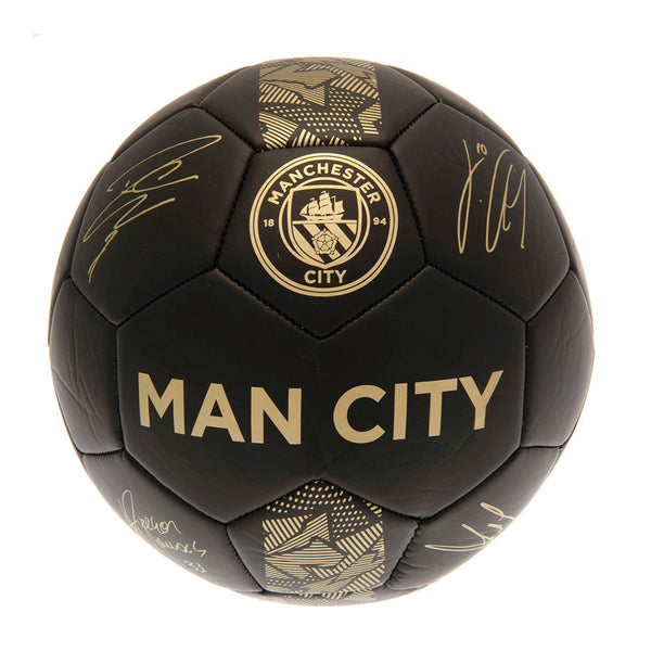 Manchester City FC Sig Gold Phantom Skill Ball LKT Sport Matte black phantom design PVC football32 panel ball with gold design detail, club crest and official player signature printsSkill practice ball suitable for all agesOfficial licensed productSize 1