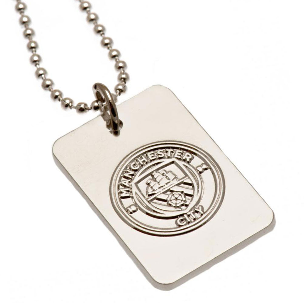 Manchester City FC Silver Plated Dog Tag & Chain LKT Sport Football>Premier League>Manchester City FC Necklaces
