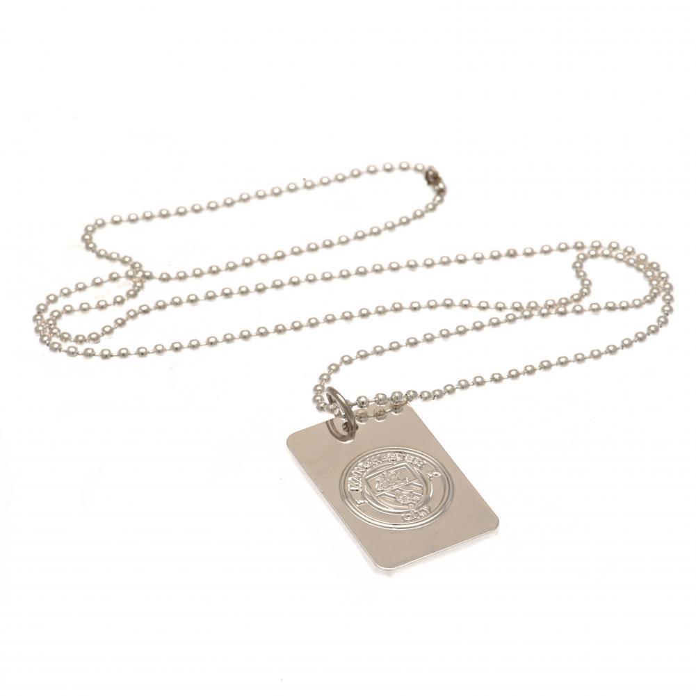 Manchester City FC Silver Plated Dog Tag & Chain LKT Sport Football>Premier League>Manchester City FC Necklaces