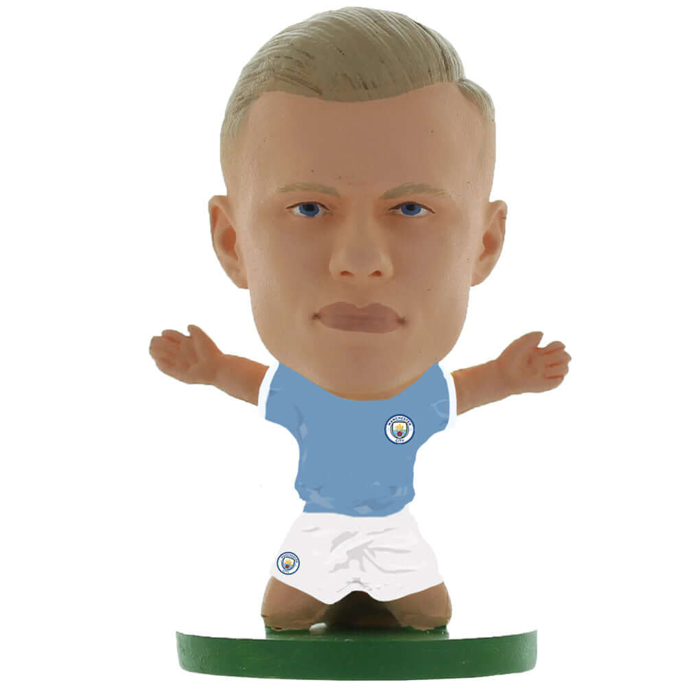 Manchester City FC SoccerStarz Haaland LKT Sport Erling Haaland Soccerstarz collectable figureFeatures classic Man City home kitStands 5cm tall on a green baseOfficial licensed productApprox 5cm x 2.5cm x 2.5cm Action Figures