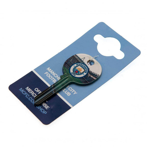Manchester City FC Stadium Door Key LKT Sport Ready to cut, blank door keyFeaturing full colour club crest and stadiumDesign repeated on both sidesOfficial licensed productApprox 65mm x 32mm Key Blanks