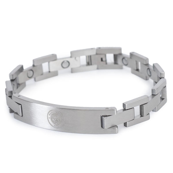 Manchester City FC Stainless Steel Bracelet LKT Sport Classic design stainless steel link braceletFeaturing a club crest engraved plateOfficial licensed productApprox 22cm x 1cm Bracelets
