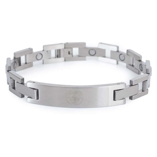 Manchester City FC Stainless Steel Bracelet LKT Sport Classic design stainless steel link braceletFeaturing a club crest engraved plateOfficial licensed productApprox 22cm x 1cm Bracelets