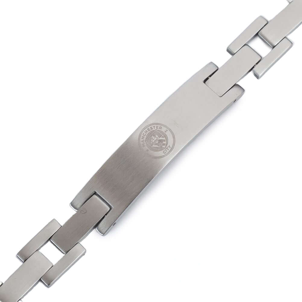 Manchester City FC Stainless Steel Bracelet LKT Sport Classic design stainless steel link braceletFeaturing a club crest engraved plateOfficial licensed productApprox 22cm x 1cm Bracelets