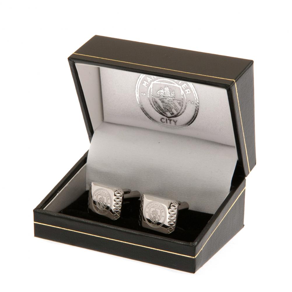 Manchester City FC Stainless Steel Patterned Cufflinks LKT Sport Football>Premier League>Manchester City FC Cufflinks