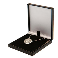 Manchester City FC Stainless Steel Pendant & Chain LKT Sport Stainless steel crest shaped pendant with ball chainChrome finish Man City crest with engraved detailOfficial licensed productChain approx 50cm (19in)Pendant approx 20mm x 20mm Pendants