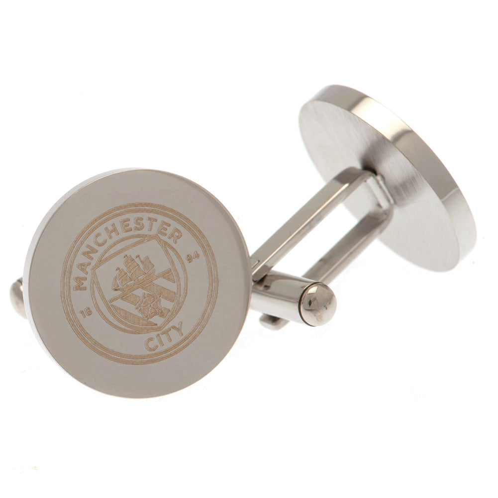 Manchester City FC Stainless Steel Round Cufflinks LKT Sport Football>Premier League>Manchester City FC