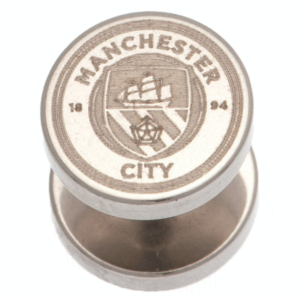 Manchester City FC Stainless Steel Stud Earring LKT Sport Stud earring with a detailed laser print Features the City crest on a screw back fixing Made from durable stainless steel Official licensed product Approx 10mm x 10mm In a blister pack Earrings