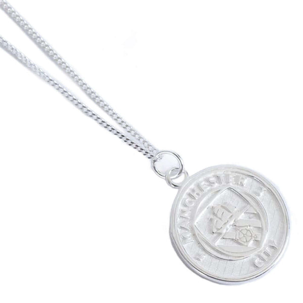 Manchester City FC Sterling Silver Pendant & Chain LKT Sport Sterling silver pendant and necklaceFeaturing a Man City crest pendant on a chain necklaceWith a lobster claspOfficial licensed productChain approx 49cm (19in)Pendant Approx 18mm x 18mm Charms &