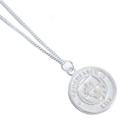 Manchester City FC Sterling Silver Pendant & Chain LKT Sport Sterling silver pendant and necklaceFeaturing a Man City crest pendant on a chain necklaceWith a lobster claspOfficial licensed productChain approx 49cm (19in)Pendant Approx 18mm x 18mm Charms &