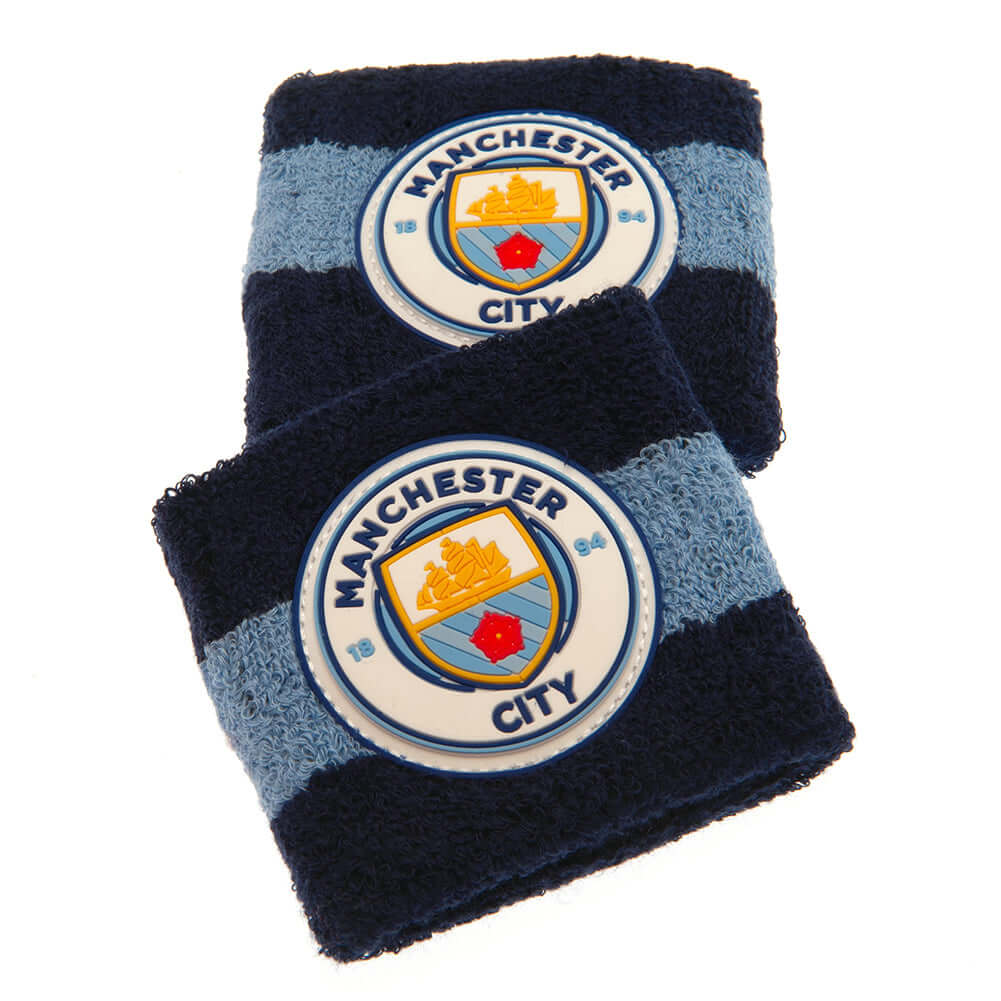 Manchester City FC Wristbands LKT Sport Pack of 2 soft cotton sweatbandsIn dark blue with light blue bands, featuring the club crestElasticated, one size fits allOfficial licensed productApprox 7cm wide Sweat Wristbands