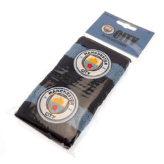 Manchester City FC Wristbands LKT Sport Pack of 2 soft cotton sweatbandsIn dark blue with light blue bands, featuring the club crestElasticated, one size fits allOfficial licensed productApprox 7cm wide Sweat Wristbands