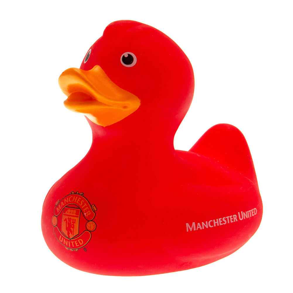 Manchester United FC Bath Time Duck LKT Sport Red bath time rubber duck with a yellow beakFeatures Manchester United text in white and a full colour club crestOfficial licensed productApprox 10.5cm x 9cm x 7cm Rubber Duckies Hauptbild