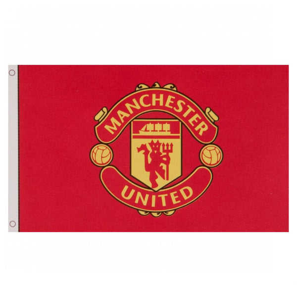 Manchester United FC Core Crest Flag LKT Sport Large 100% polyester supporters flag This classic design features a full colour United crest on a red background Perfect for any wall with ready to hang metal eyelets Official licensed product Approx 152cm x